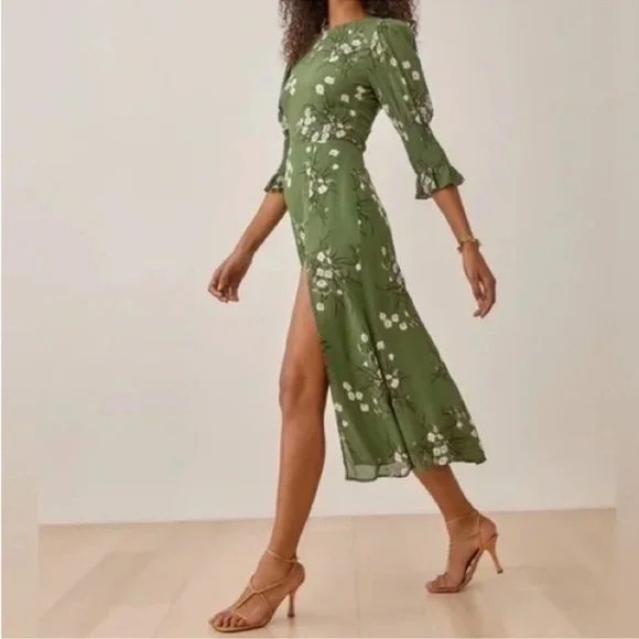 Reformation Carolina Floral Green Midi Dress - Picture 3 of 5